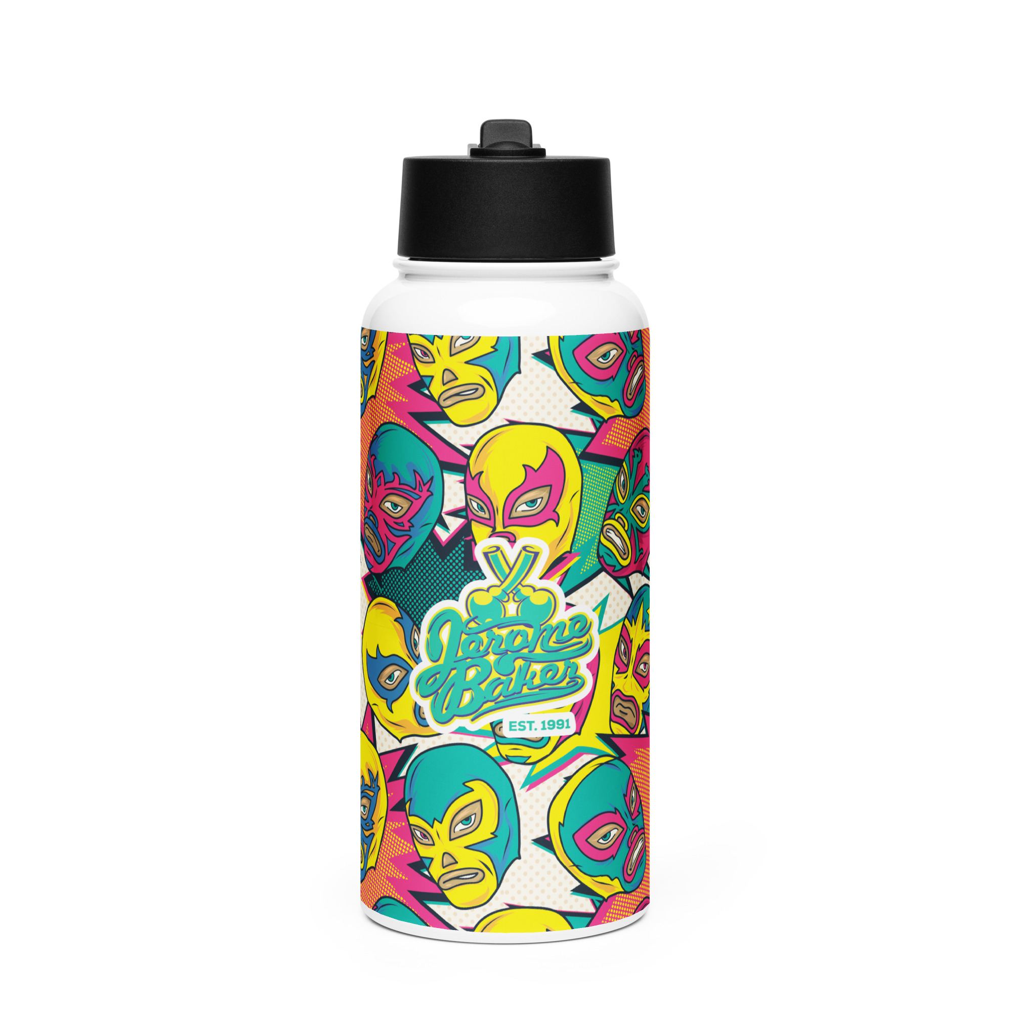 Stainless Steel Water Bottle with a Straw Lid – NY Drop 1 – Indica Style Graphic copy